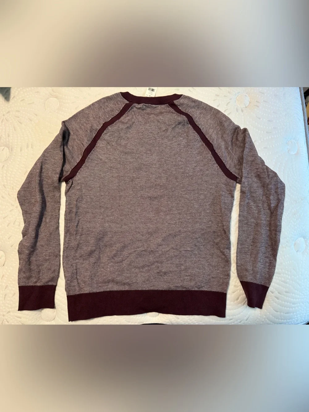 Banana Republic Men's Marled Plum and Burgundy Crewneck Sweater